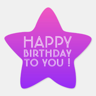 Pegatina En Forma De Estrella Cualquier nombre editable feliz cumpleaños rosa pú
