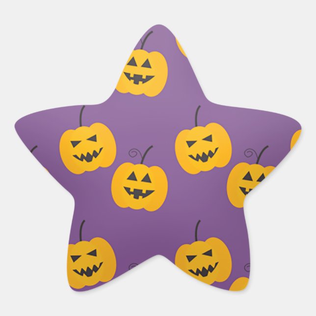 Pegatina En Forma De Estrella Cuidada calabaza de Halloween Purple (Anverso)