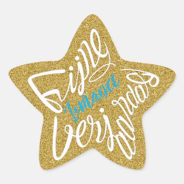 Pegatina En Forma De Estrella Cumpleaños 'Feliz cumpleaños' con forma de estrell (Anverso)