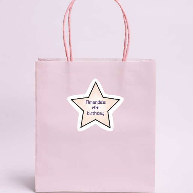 Pegatina En Forma De Estrella Cumpleaños infantil con estrellas pastel retro lin (Subido por el creador)