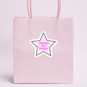 Pegatina En Forma De Estrella Cumpleaños infantil estrella pastel retro adorable