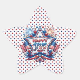 Pegatina En Forma De Estrella Cumpleaños Patriótico del 4 de Julio de 250 años