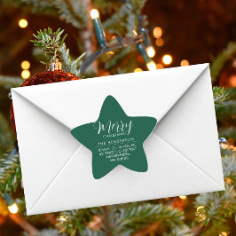Pegatina En Forma De Estrella Custom Holiday Return Address Label 