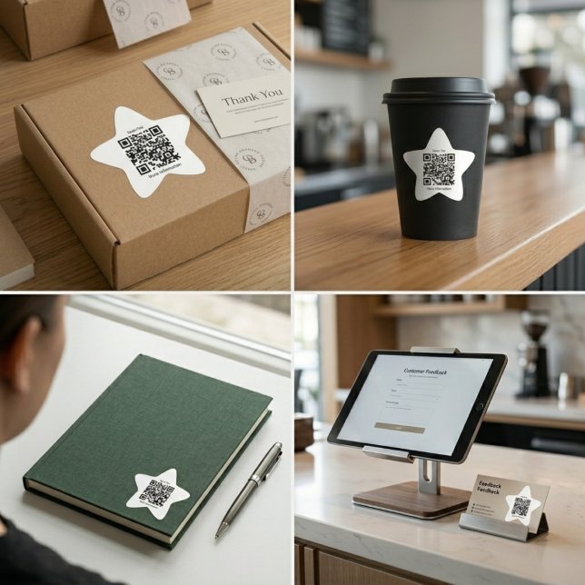 Pegatina En Forma De Estrella Custom QR Code Star Shaped Sticker  (Custom QR Code Star Shaped Sticker)