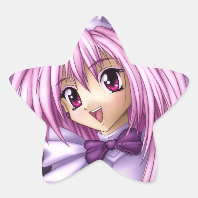 Pegatina En Forma De Estrella Cute Anime Chica Maid (Anverso)