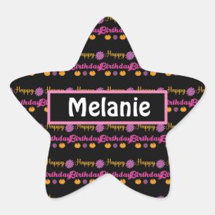 Pegatina En Forma De Estrella Cute Calabaza Feliz Cumpleaños
