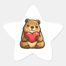 Cute Capybara Sosteniendo Corazón Kawaii Capybara