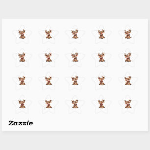 Pegatina En Forma De Estrella Cute Christmas Reindeer Sticker – Kawaii Winter   