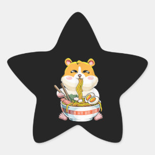 Pegatina En Forma De Estrella Cute Hamster Kawaii Ramen