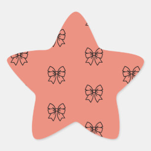 Pegatina En Forma De Estrella Cute Pink Coquette Bow Pattern Star Sticker