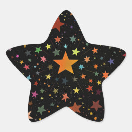 Pegatina En Forma De Estrella Cuto arcoiris colorido Estrellas Galaxia fondo neg