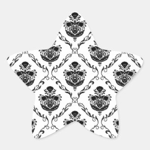 Pegatina En Forma De Estrella Damasco negro tradicional