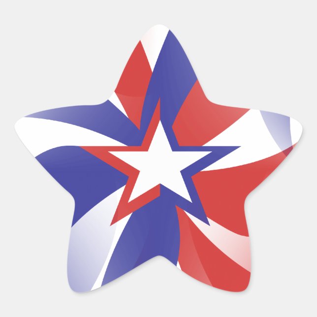 Pegatina En Forma De Estrella Dazzle Me Patriotic Red White y Blue Pegatinas (Anverso)