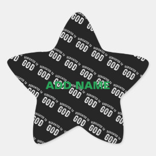 PEGATINA EN FORMA DE ESTRELLA DEDICADO A DIOS PERSONALIZABLE GUAY TEXTO BLANCO