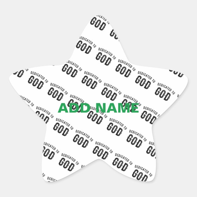 PEGATINA EN FORMA DE ESTRELLA DEDICADO A DIOS PERSONALIZABLE GUAY TEXTO NEGRO (Anverso)