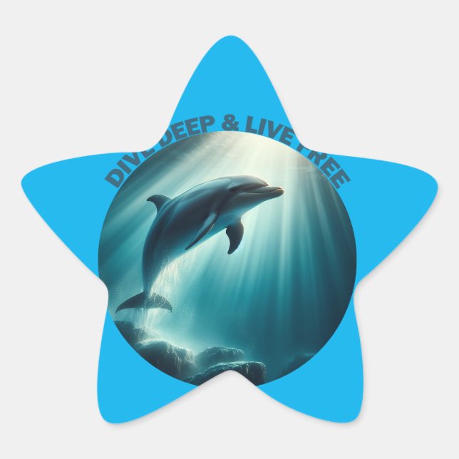Pegatina En Forma De Estrella Deep Live Free Dolphin (Anverso)