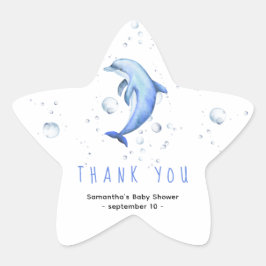 Pegatina En Forma De Estrella Delfín acuarela - gracias baby shower