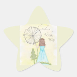 Pegatina En Forma De Estrella Deseos en una niñita de diente de león