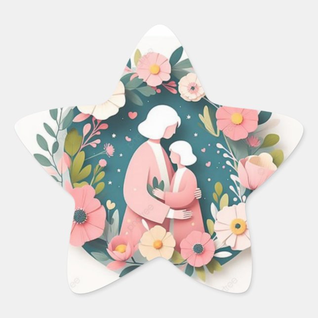 Pegatina En Forma De Estrella Día de la madre (Anverso)