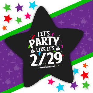 Pegatina En Forma De Estrella Día del Salto del Año Salto Fiesta 29 feb. cumplea