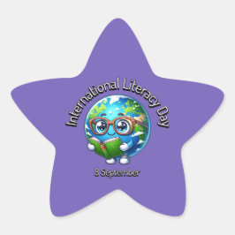 Pegatina En Forma De Estrella Día Internacional de la Alfabetización 8 de septie