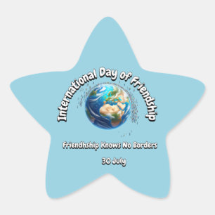 Pegatina En Forma De Estrella Día Internacional de la Amistad. Sin Fronteras.