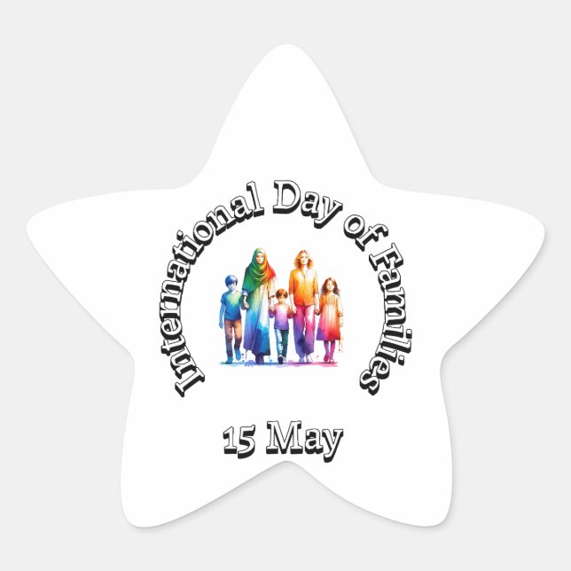 Pegatina En Forma De Estrella Día Internacional de la Familia: 15 de mayo (Anverso)