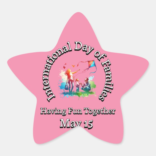 Pegatina En Forma De Estrella Día Internacional de la Familia: Divirtiéndose jun (Anverso)