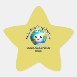 Pegatina En Forma De Estrella Día Internacional de la Felicidad.