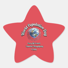 Pegatina En Forma De Estrella Día Mundial de la Población. Cada Vida Cuenta.