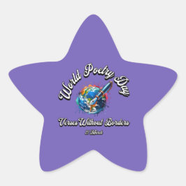 Pegatina En Forma De Estrella Día Mundial de la Poesía. Versos sin fronteras