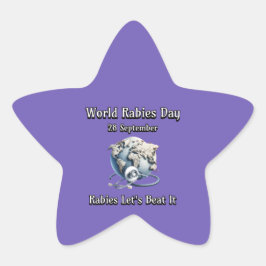 Pegatina En Forma De Estrella Día Mundial de la Rabia. La rabia nos vence