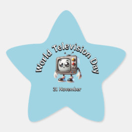 Pegatina En Forma De Estrella Día Mundial de la Televisión. 21 de noviembre