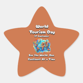 Pegatina En Forma De Estrella Día Mundial del Turismo. Ver el mundo