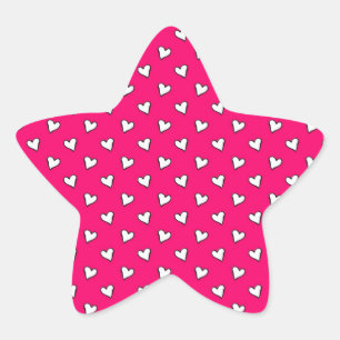 Pegatina En Forma De Estrella Dibujo de Corazón Rosa y Blanco Adorable