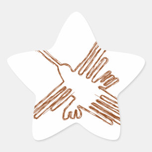 Pegatina En Forma De Estrella Dibujo de Hummingbird de líneas Nazca