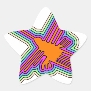 Pegatina En Forma De Estrella Dibujo de Nazca Hummingbird Perú