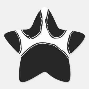 Pegatina En Forma De Estrella Dibujo de pata de perro en negro
