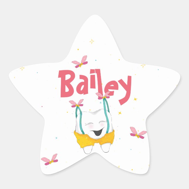 Pegatina En Forma De Estrella Diente espumoso en los suspensores personalizado e (Anverso)