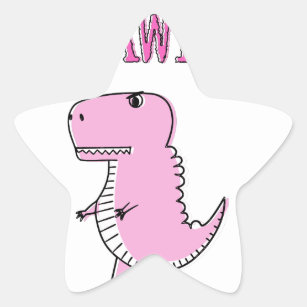 Pegatina En Forma De Estrella Dinosaurio T-Rex, Personalizado Rosa Cuto Y Enojad