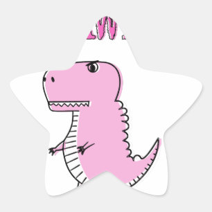 Pegatina En Forma De Estrella Dinosaurio T-Rex, Personalizado Rosa Cuto Y Enojad