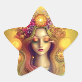Pegatina En Forma De Estrella Diosa del Sol
