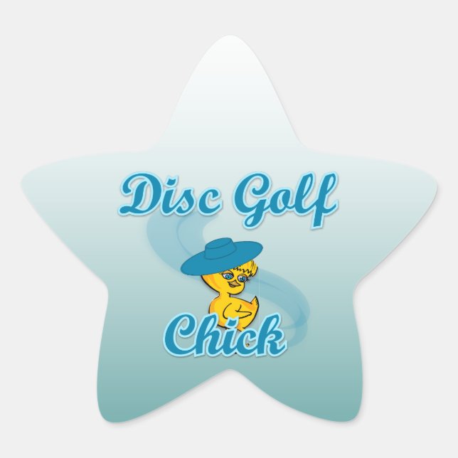 Pegatina En Forma De Estrella Disco Golf Chick #3 (Anverso)