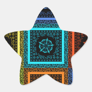 Pegatina En Forma De Estrella Diseño de Arte de Patrón Multicolor a Cuadros Enca