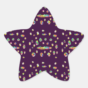 Pegatina En Forma De Estrella Diseño de arte púrpura en patrones fijos
