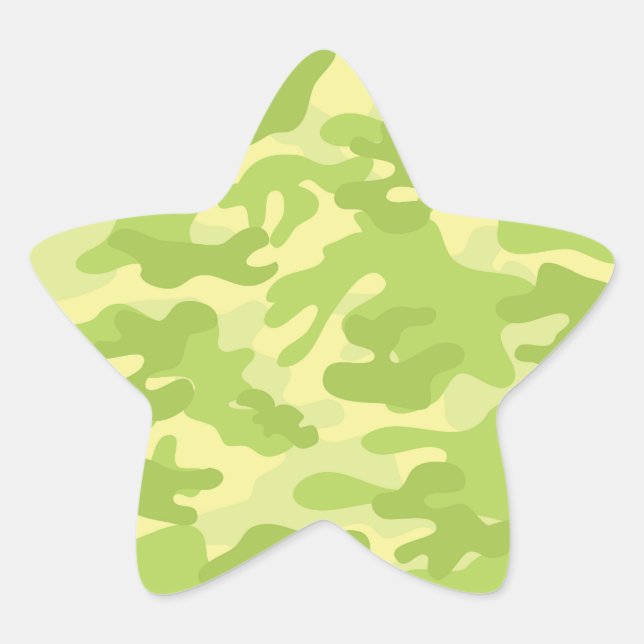 Pegatina En Forma De Estrella Diseño de Camo Verde (Anverso)