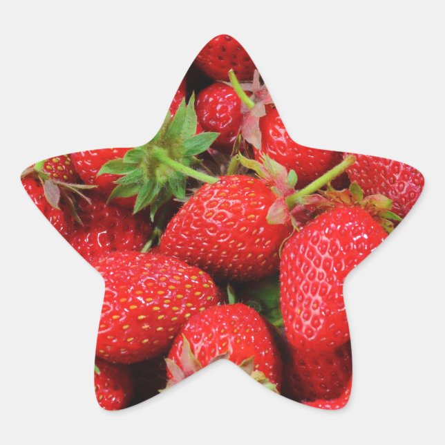 Pegatina En Forma De Estrella Diseño de fresas rojas frescas (Anverso)