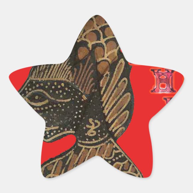 Pegatina En Forma De Estrella Diseño de marioneta en la sombra indonesia Hohoho  (Anverso)