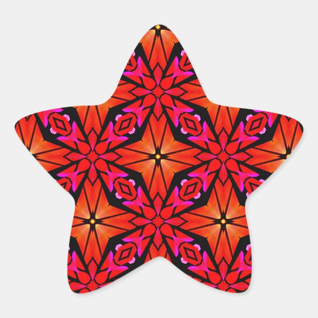 Pegatina En Forma De Estrella Diseño de Starburst Rojo (Anverso)