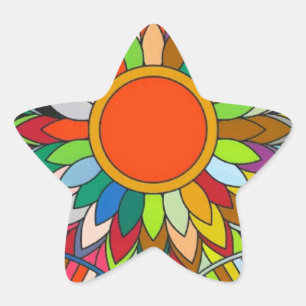 Pegatina En Forma De Estrella diseño de yaei con flores coloridas
